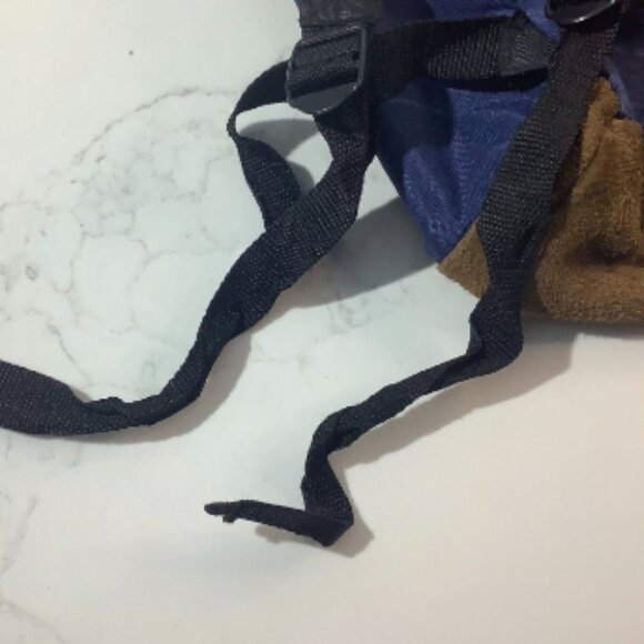 Vintage Arizona Jean Co Leather Bottom Backpack 15" x 12" Blue - Picture 10 of 10